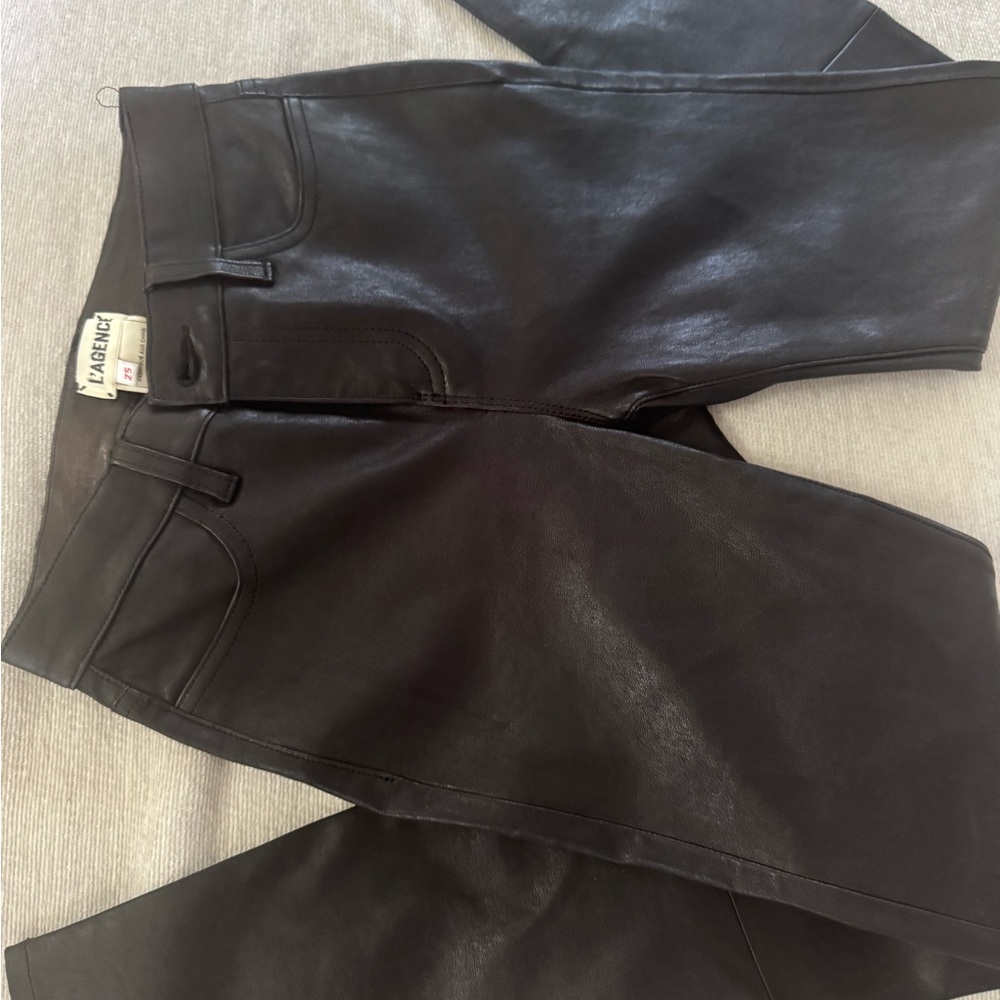L’AGENCE Black Leather Pants